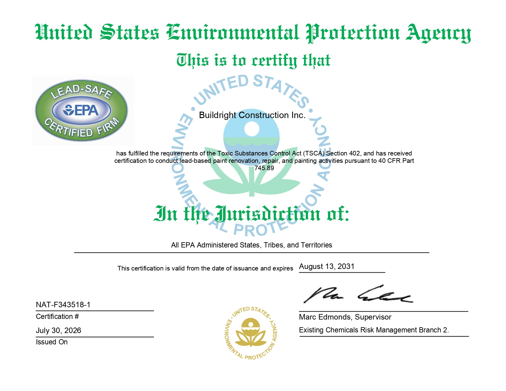 EPA Lead-Safe Firm